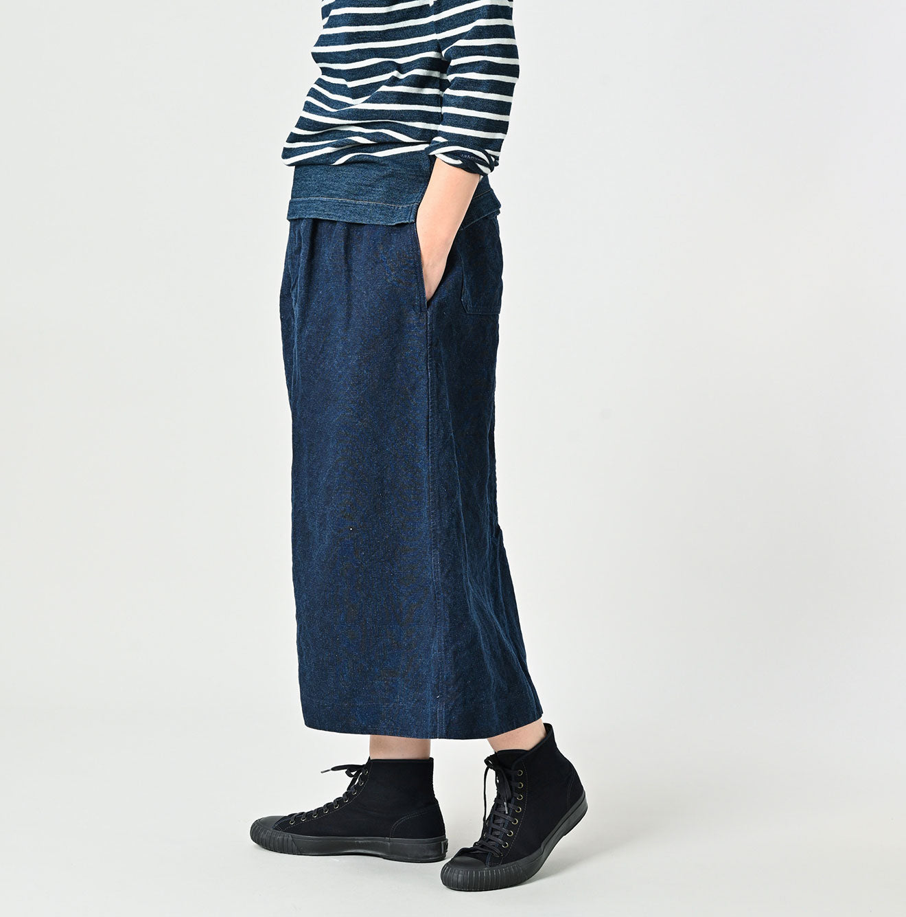 Indigo Linen Duck Working Skirt - 45R by 45rpm studio