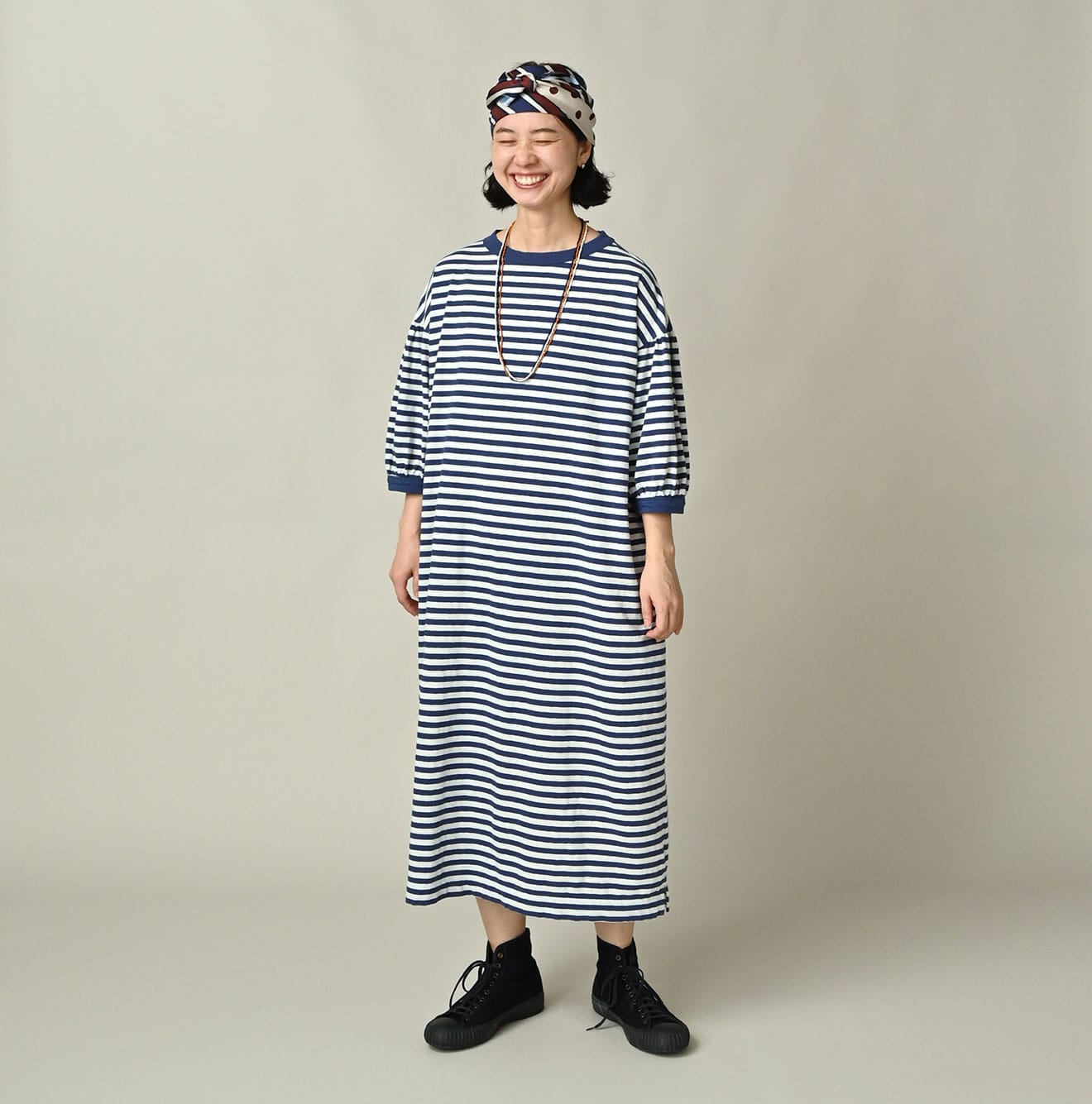 45R Stripe Puff Sleeve Dress