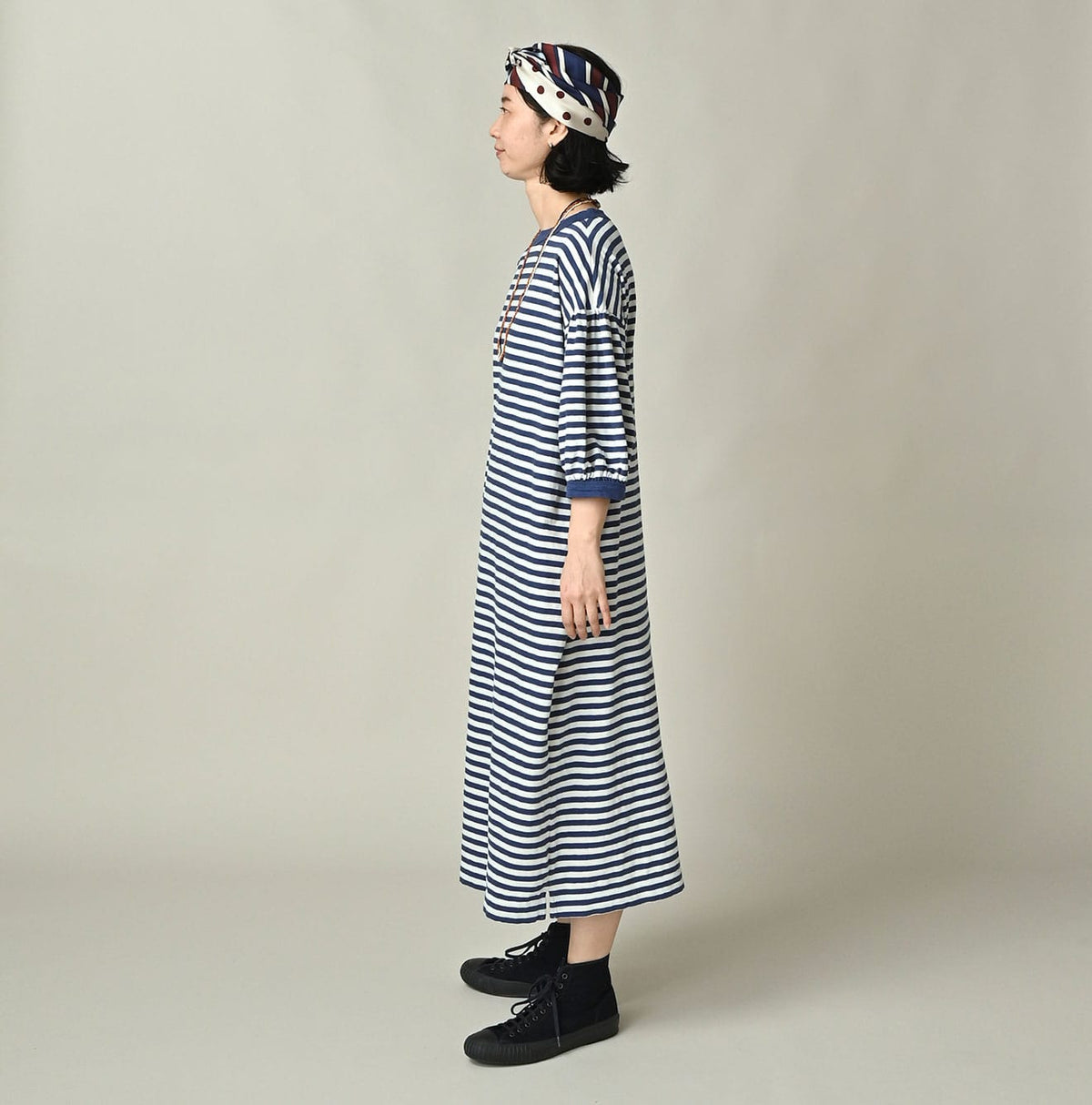 45R Stripe Puff Sleeve Dress