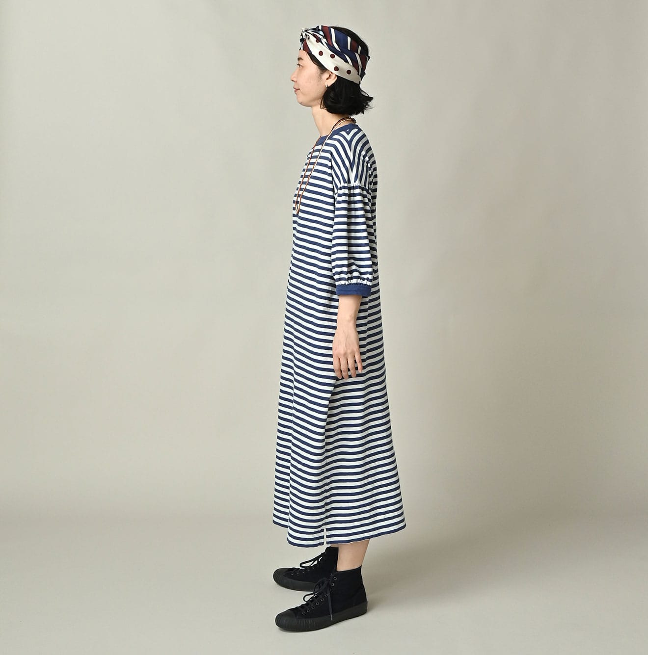 45R Stripe Puff Sleeve Dress