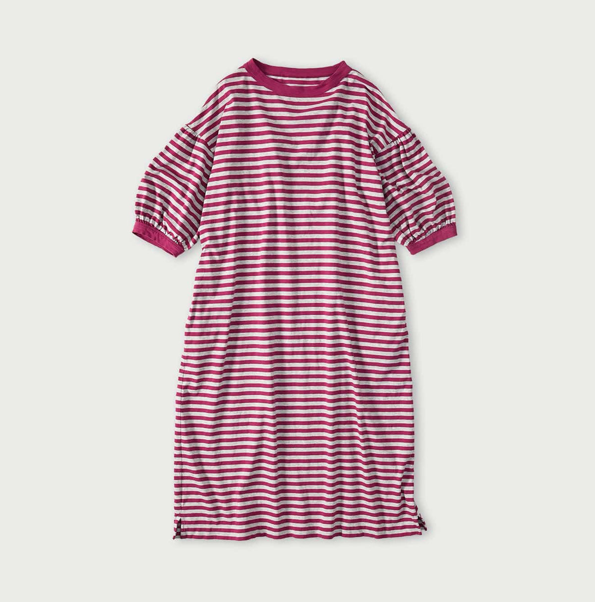 45R Stripe Puff Sleeve Dress (Top-dyed)