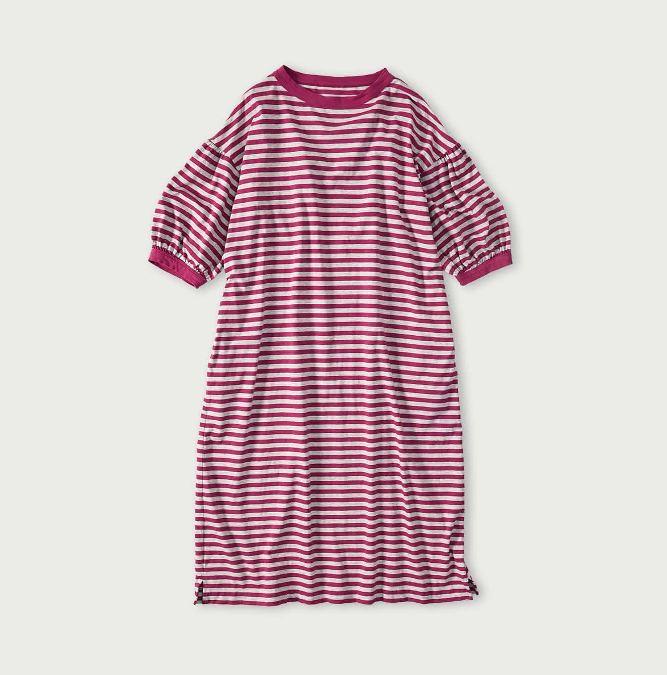 45R Stripe Puff Sleeve Dress (Top-dyed)