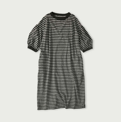 45R Stripe Puff Sleeve Dress (Top-dyed)