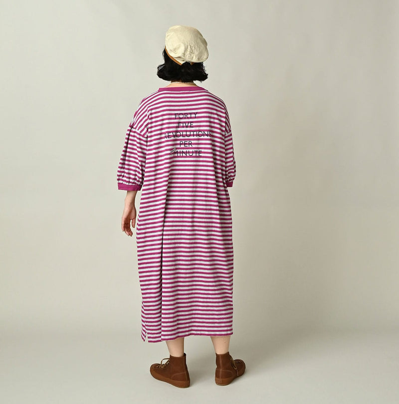 45R Stripe Puff Sleeve Dress (Top-dyed)