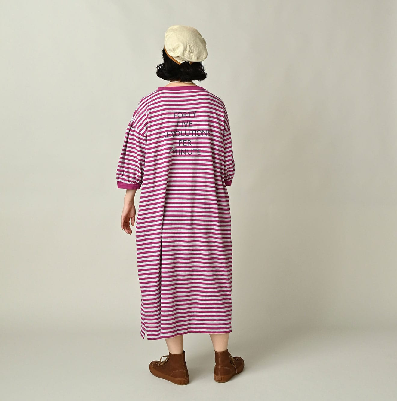 45R Stripe Puff Sleeve Dress (Top-dyed) - Image 5