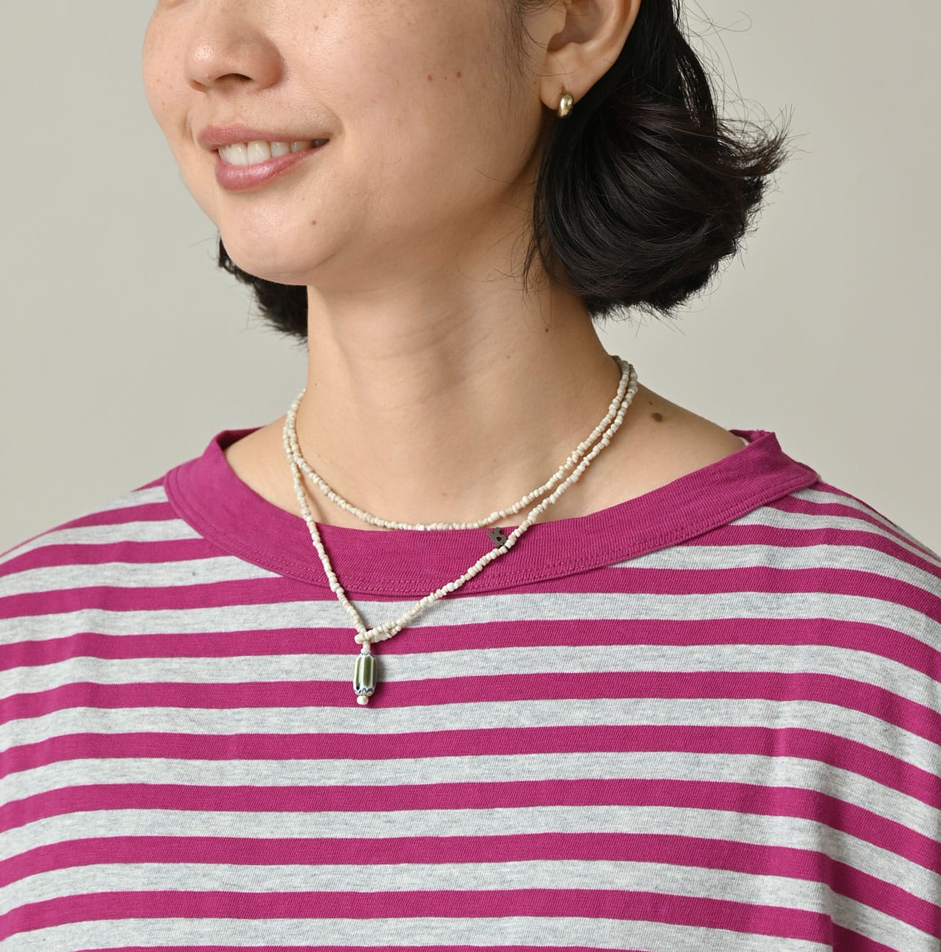 45R Stripe Puff Sleeve Dress (Top-dyed)