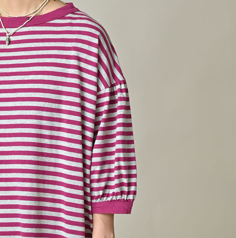 45R Stripe Puff Sleeve Dress (Top-dyed)