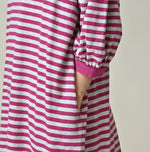 45R Stripe Puff Sleeve Dress (Top-dyed)