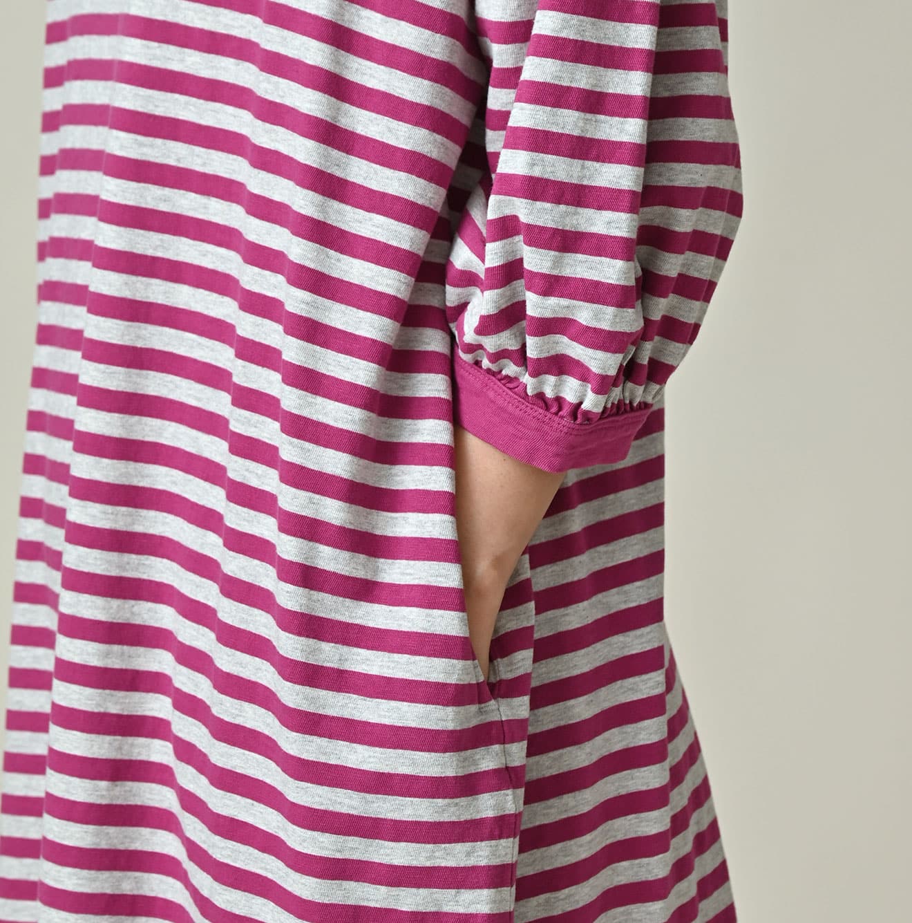 45R Stripe Puff Sleeve Dress (Top-dyed)