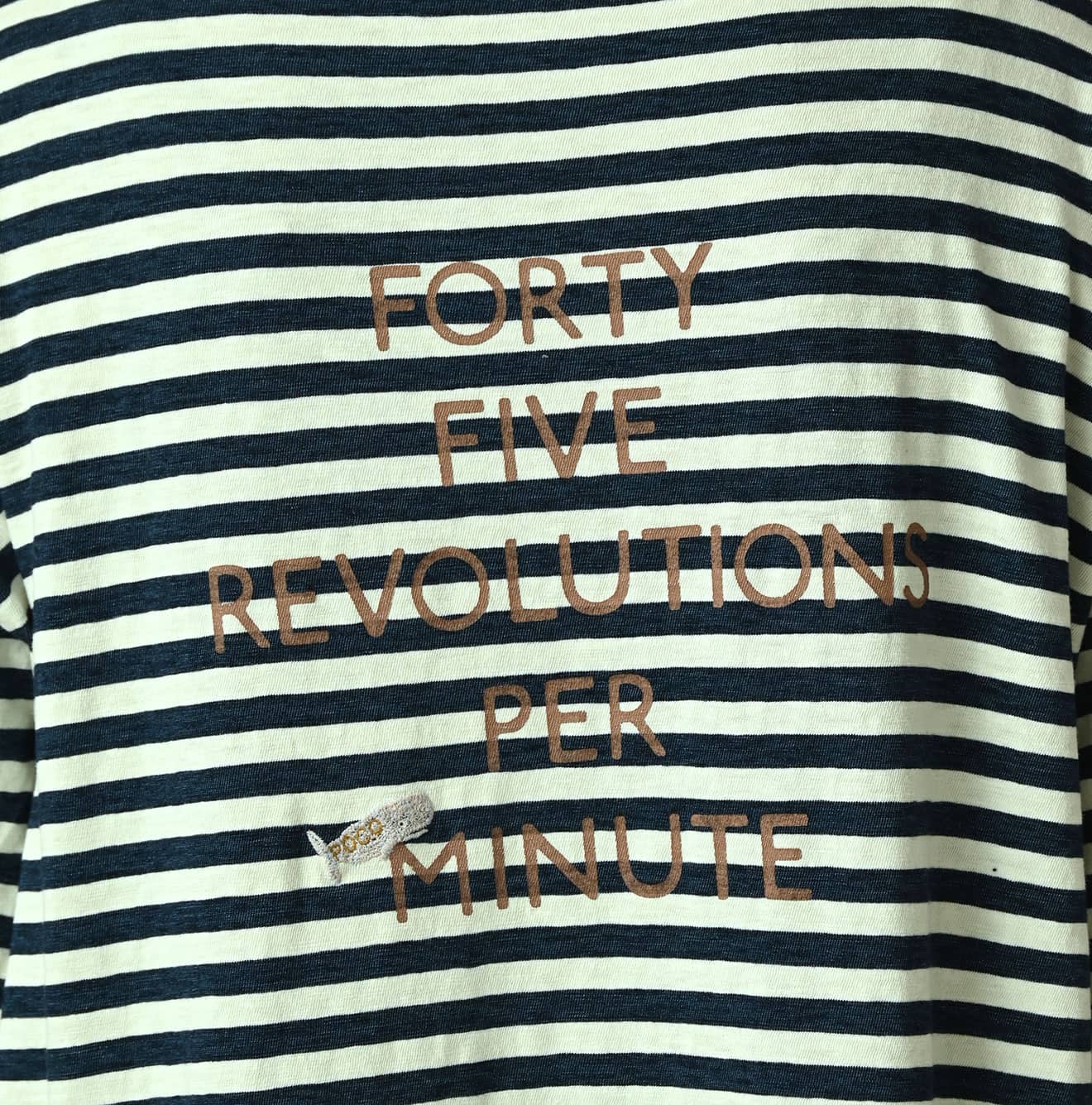 45R Indigo Stripe Puff Sleeve Dress