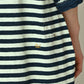 45R Indigo Stripe Puff Sleeve Dress
