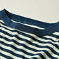 45R Indigo Stripe Puff Sleeve Dress