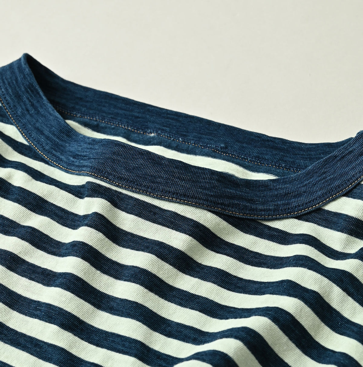 45R Indigo Stripe Puff Sleeve Dress