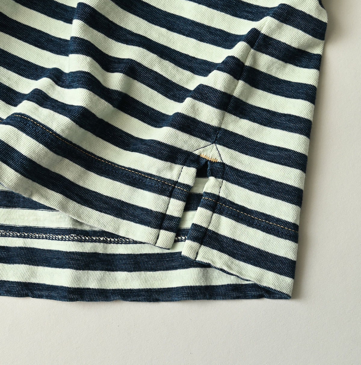 45R Indigo Stripe Puff Sleeve Dress