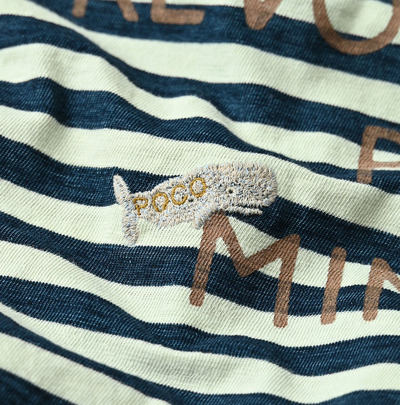 45R Indigo Stripe Puff Sleeve Dress