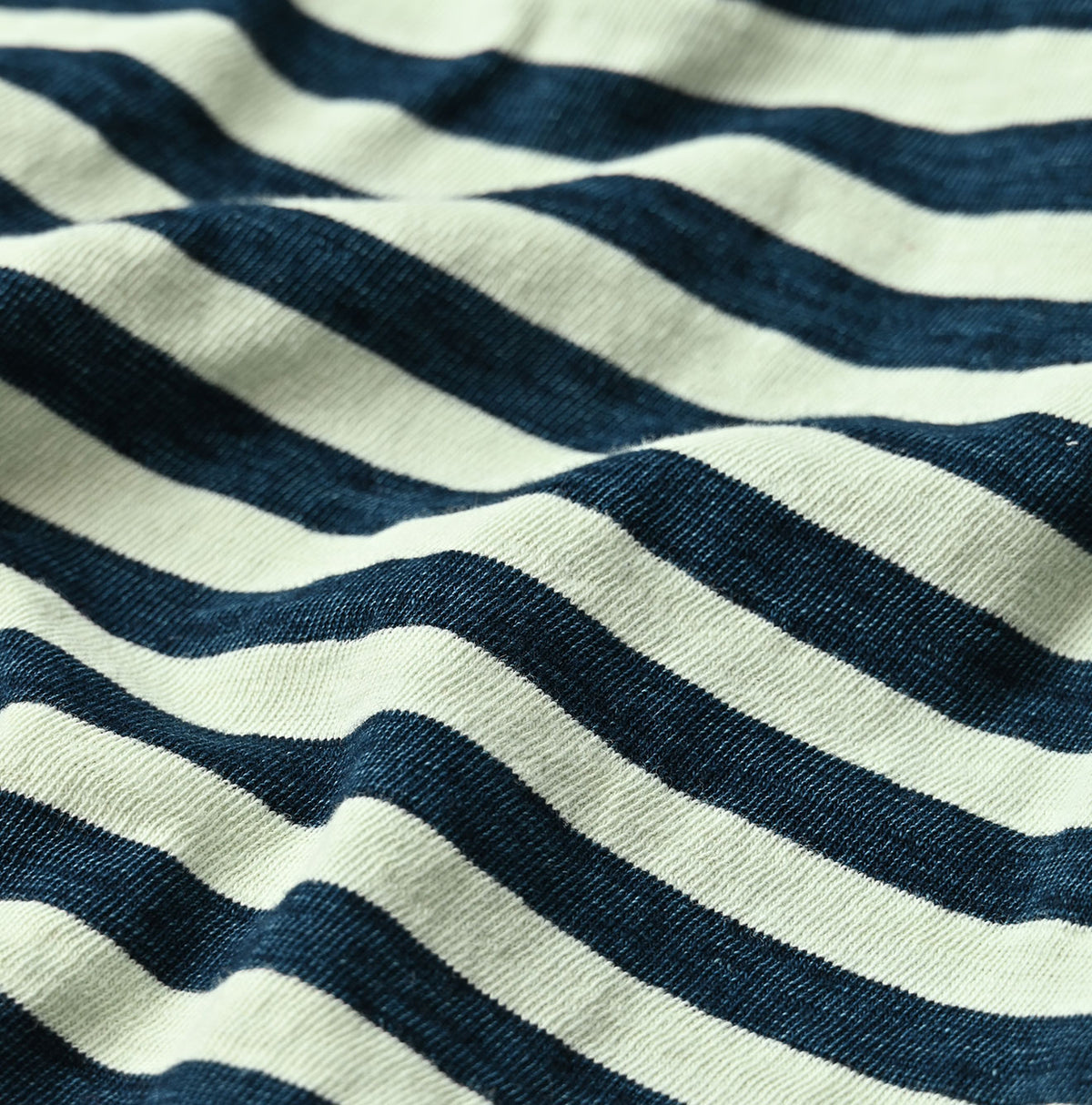 45R Indigo Stripe Puff Sleeve Dress