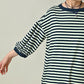 45R Indigo Stripe Puff Sleeve Dress