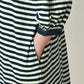 45R Indigo Stripe Puff Sleeve Dress