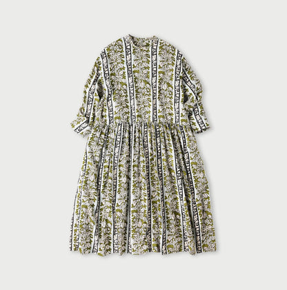 45R Stripe Flower Block Print Dress