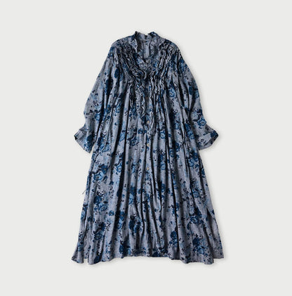 45R Indigo Gauze Rose Dress