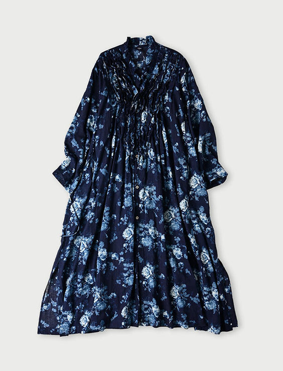 Indigo Gauze Rose Dress