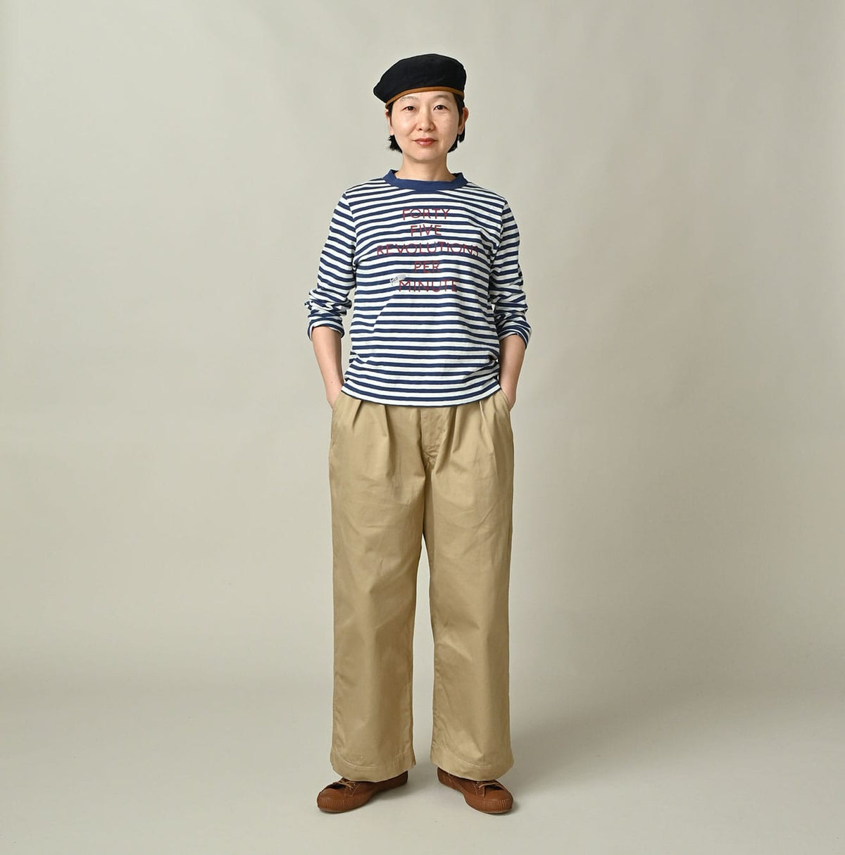 45R Stripe Square Print T-shirt