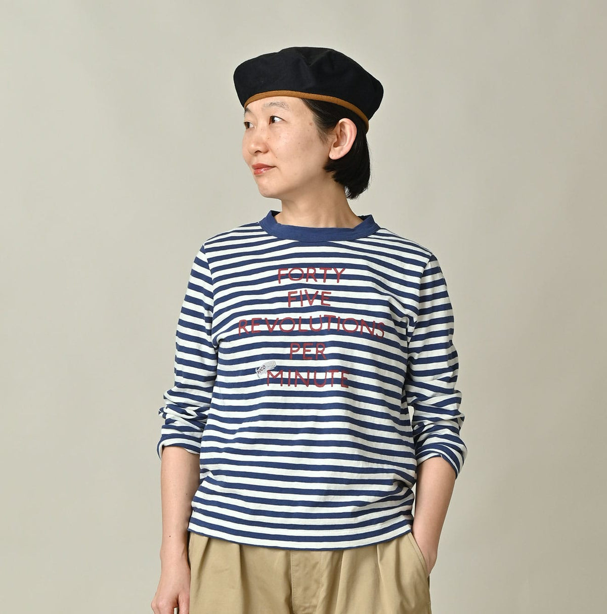 45R Stripe Square Print T-shirt