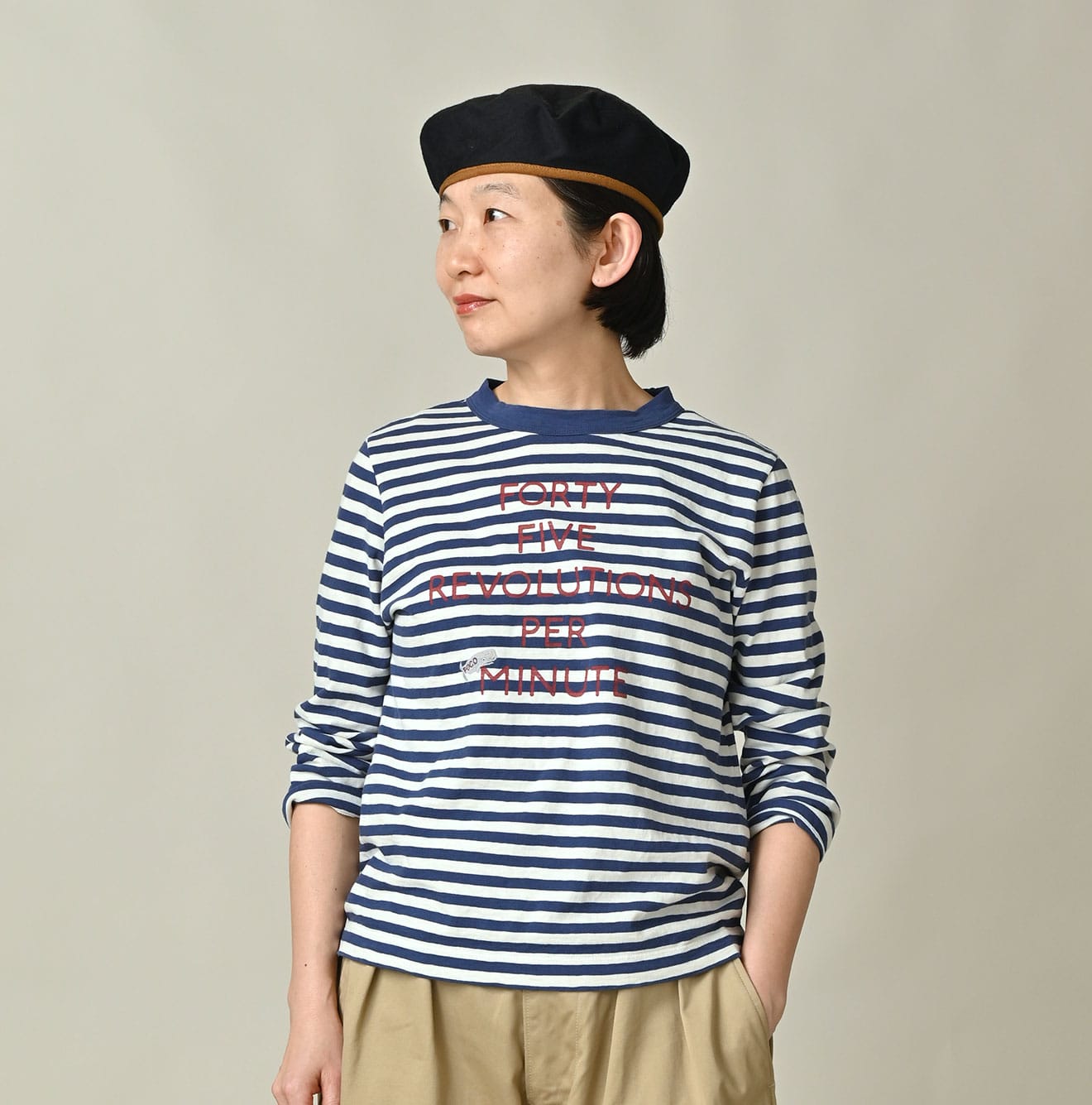 45R Stripe Square Print T-shirt
