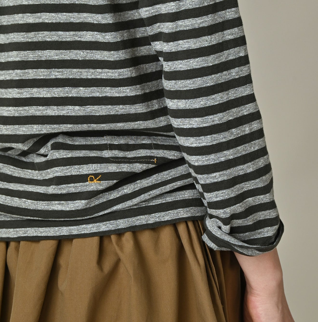 45R Stripe Square Print T-shirt (Top-dyed)