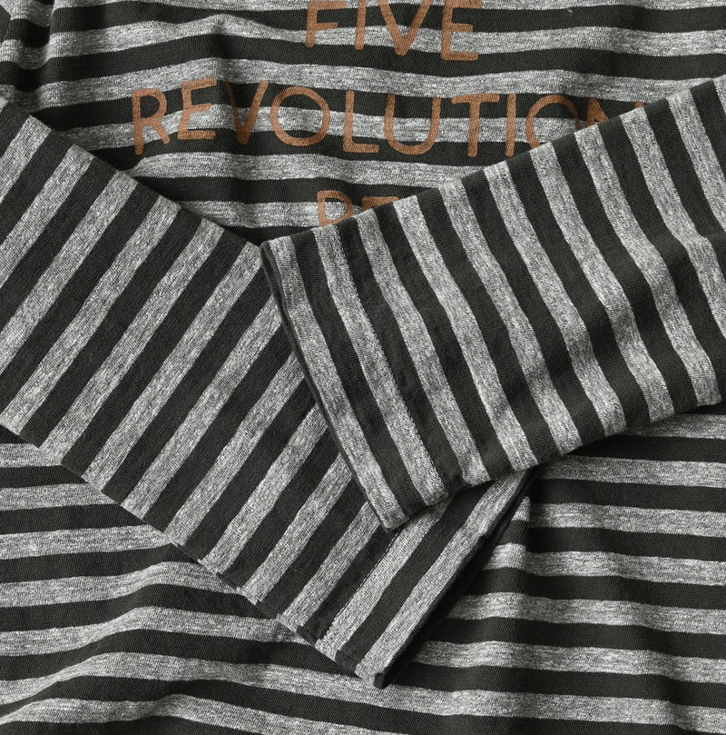 45R Stripe Square Print T-shirt (Top-dyed)