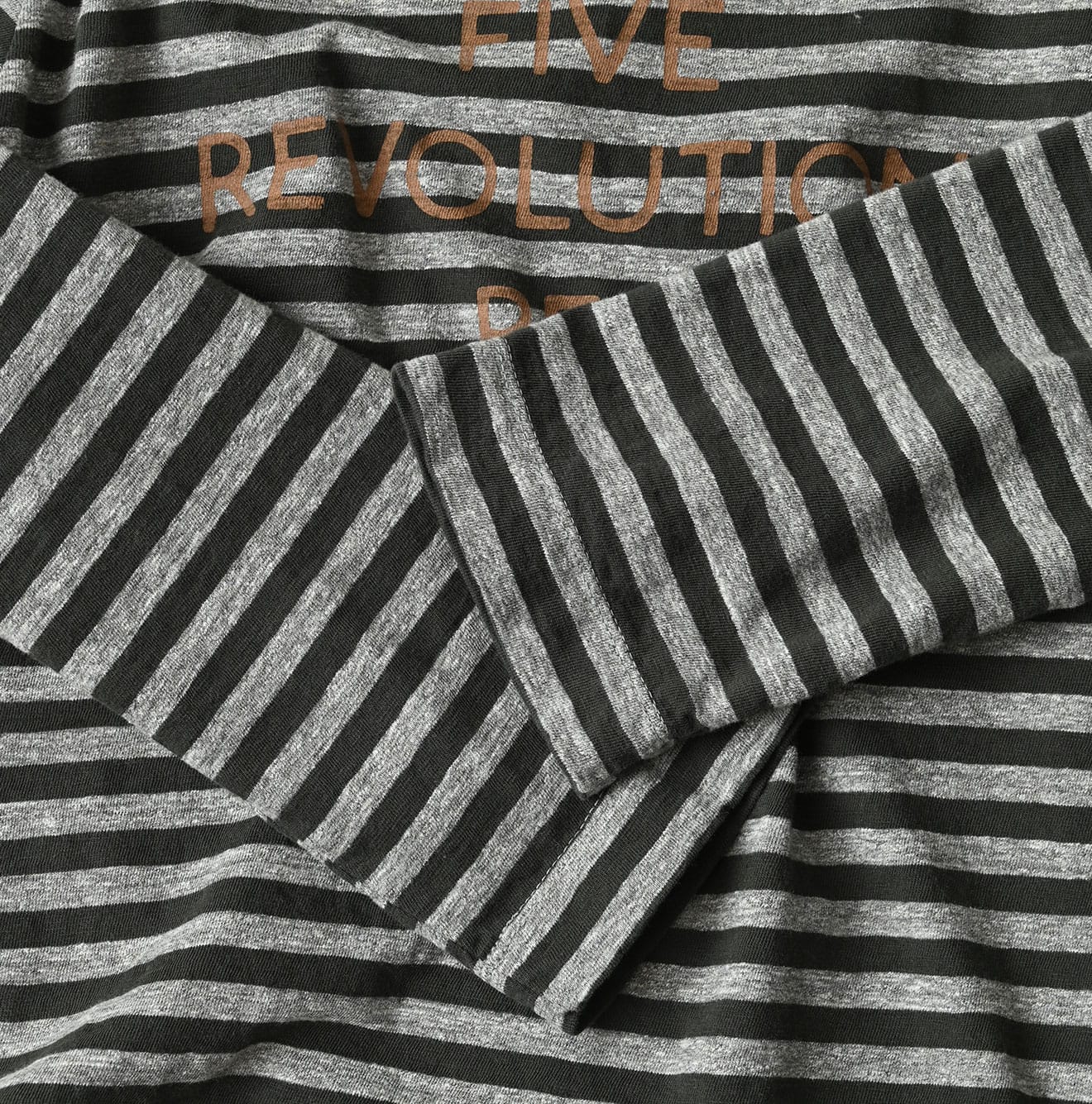 45R Stripe Square Print T-shirt (Top-dyed)