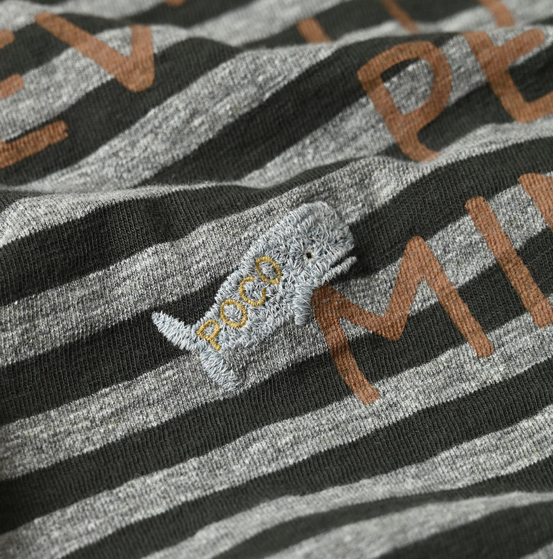 45R Stripe Square Print T-shirt (Top-dyed)