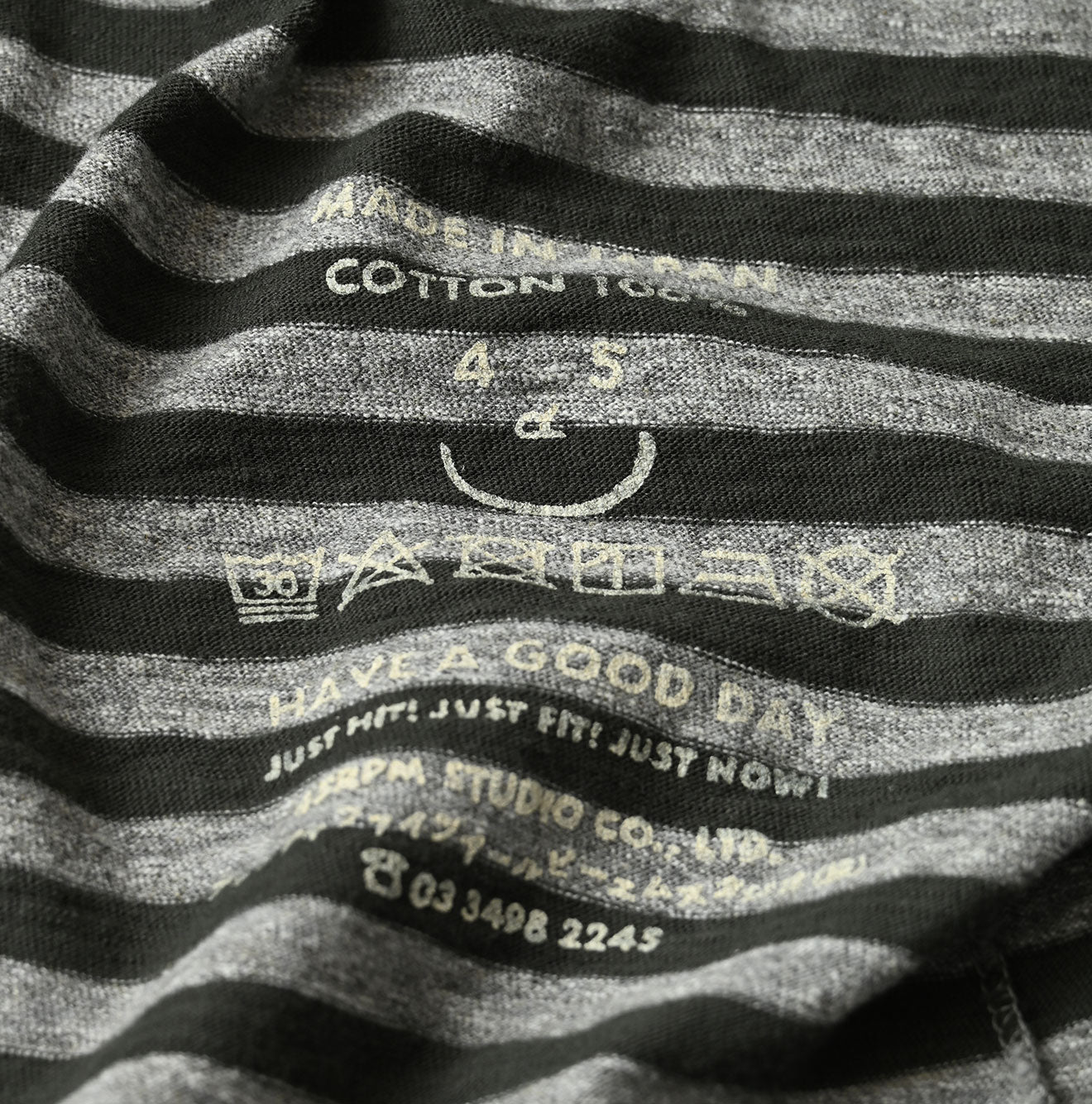 45R Stripe Square Print T-shirt (Top-dyed)