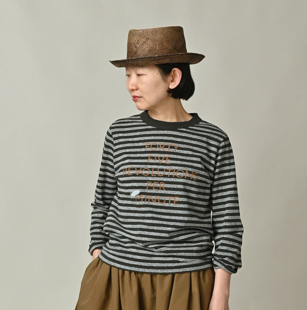45R Stripe Square Print T-shirt (Top-dyed)