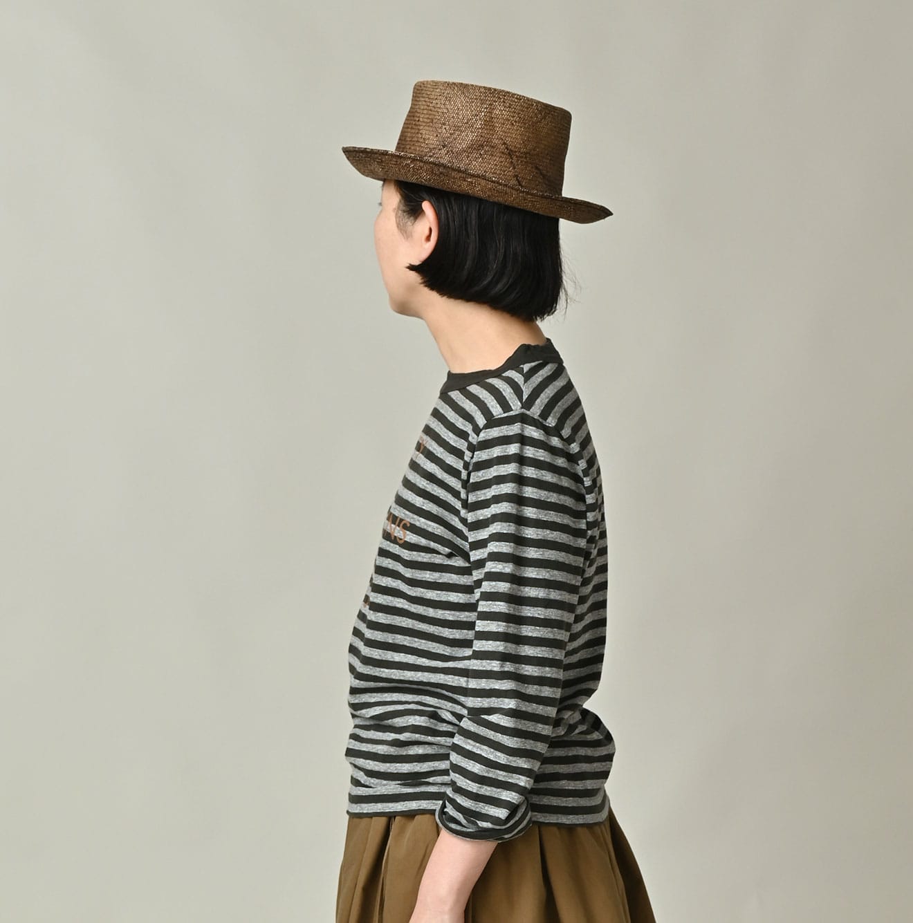 45R Stripe Square Print T-shirt (Top-dyed)