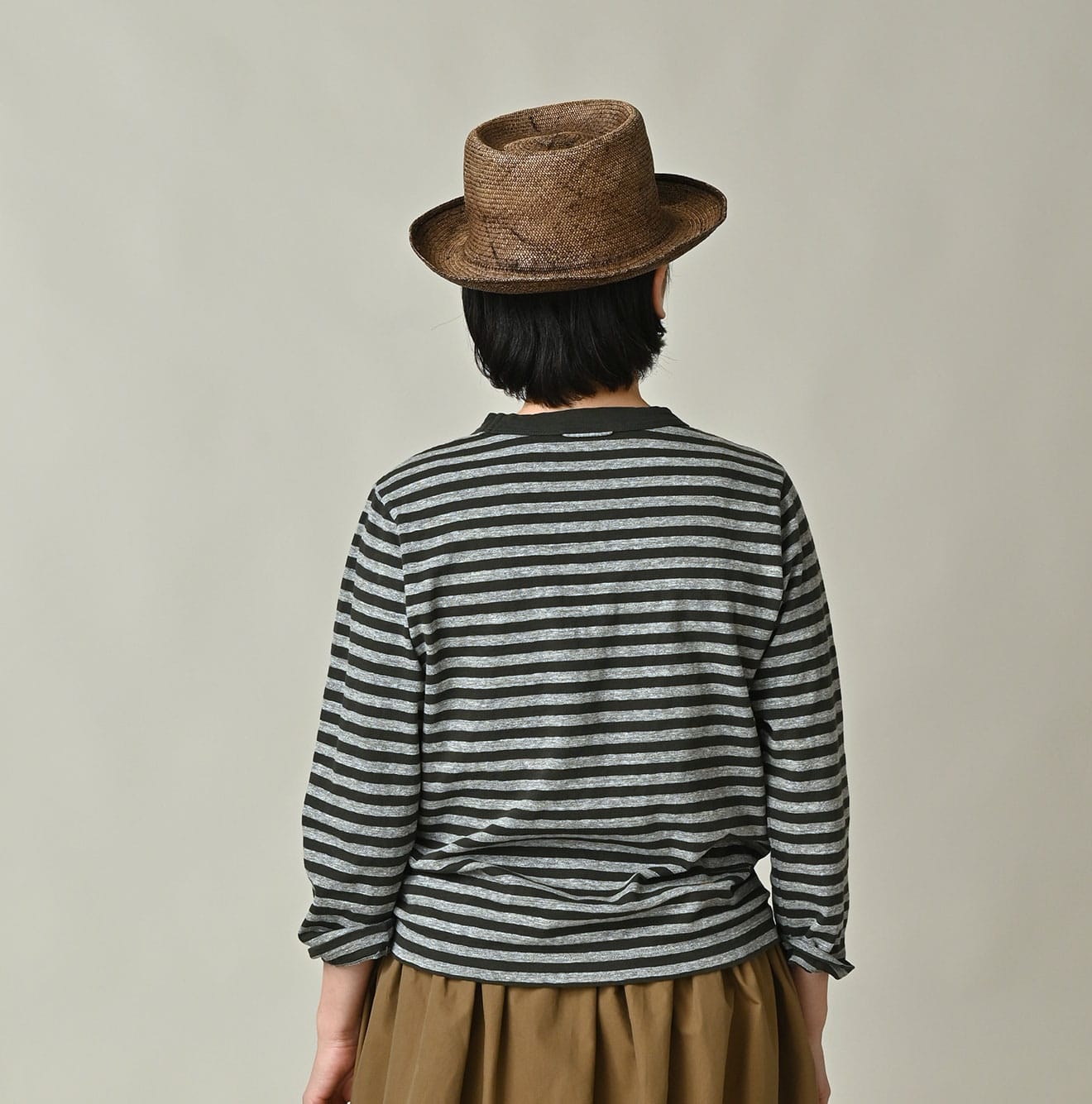 45R Stripe Square Print T-shirt (Top-dyed)