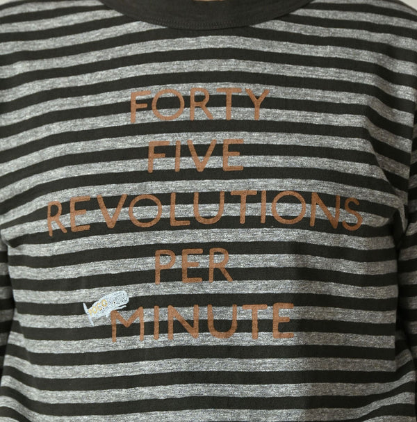 45R Stripe Square Print T-shirt (Top-dyed)