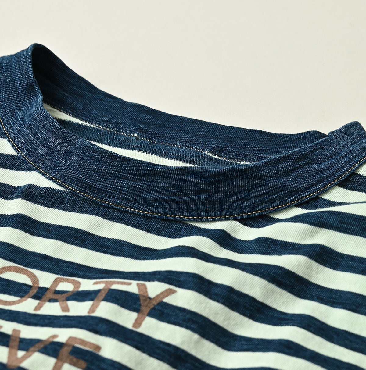 45R Indigo Stripe Square Print T-shirt