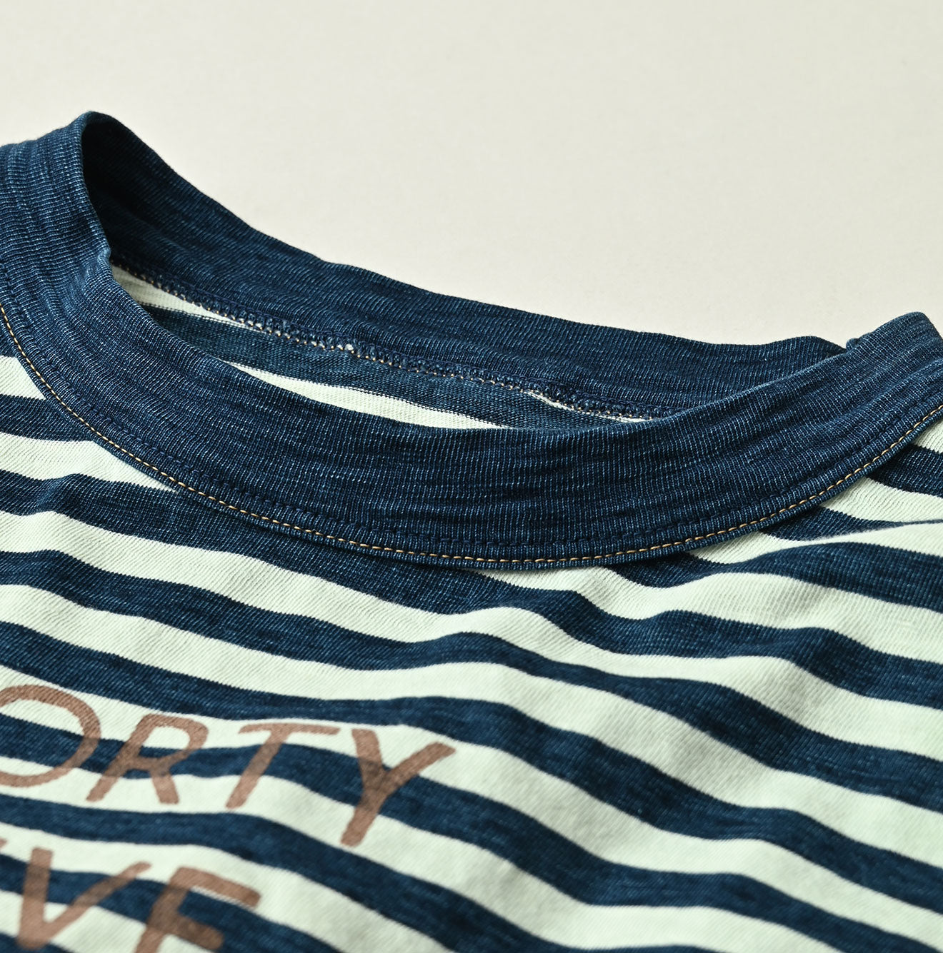 45R Indigo Stripe Square Print T-shirt