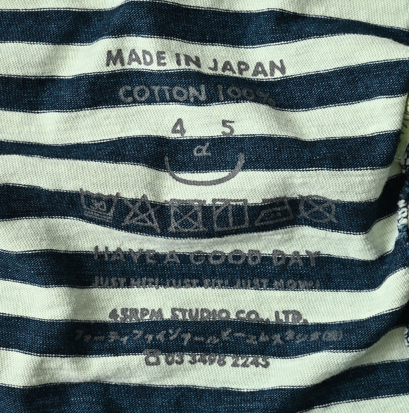 45R Indigo Stripe Square Print T-shirt