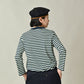 45R Indigo Stripe Square Print T-shirt