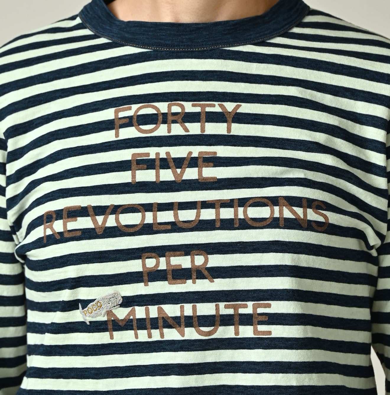 Indigo Stripe Square Print T-shirt | 45R Official Online Store