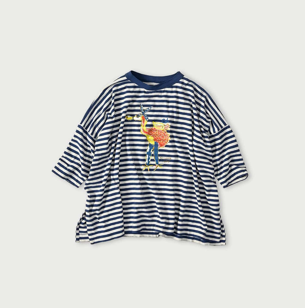 45R Stripe Flamingway Big Slit T-shirt