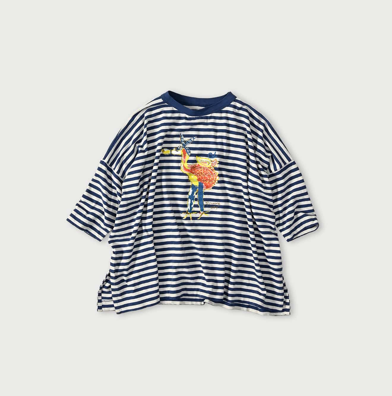 45R Stripe Flamingway Big Slit T-shirt