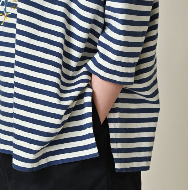 45R Stripe Flamingway Big Slit T-shirt