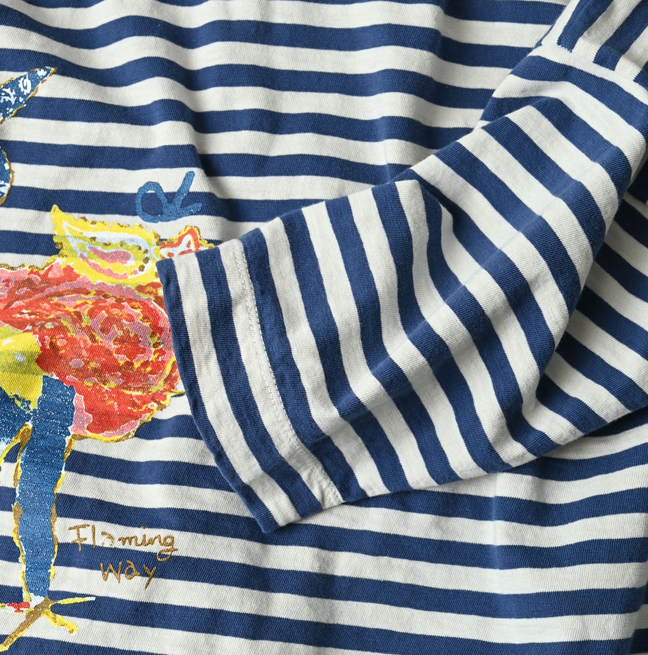 45R Stripe Flamingway Big Slit T-shirt