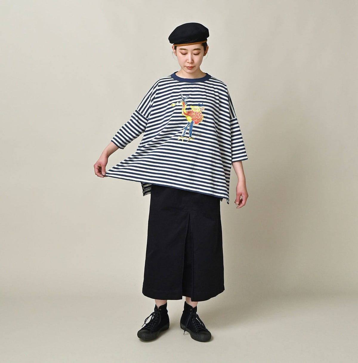 45R Stripe Flamingway Big Slit T-shirt