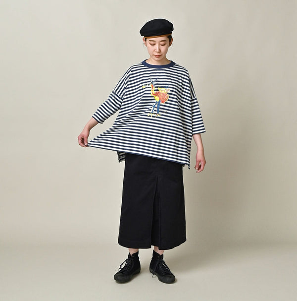45R Stripe Flamingway Big Slit T-shirt