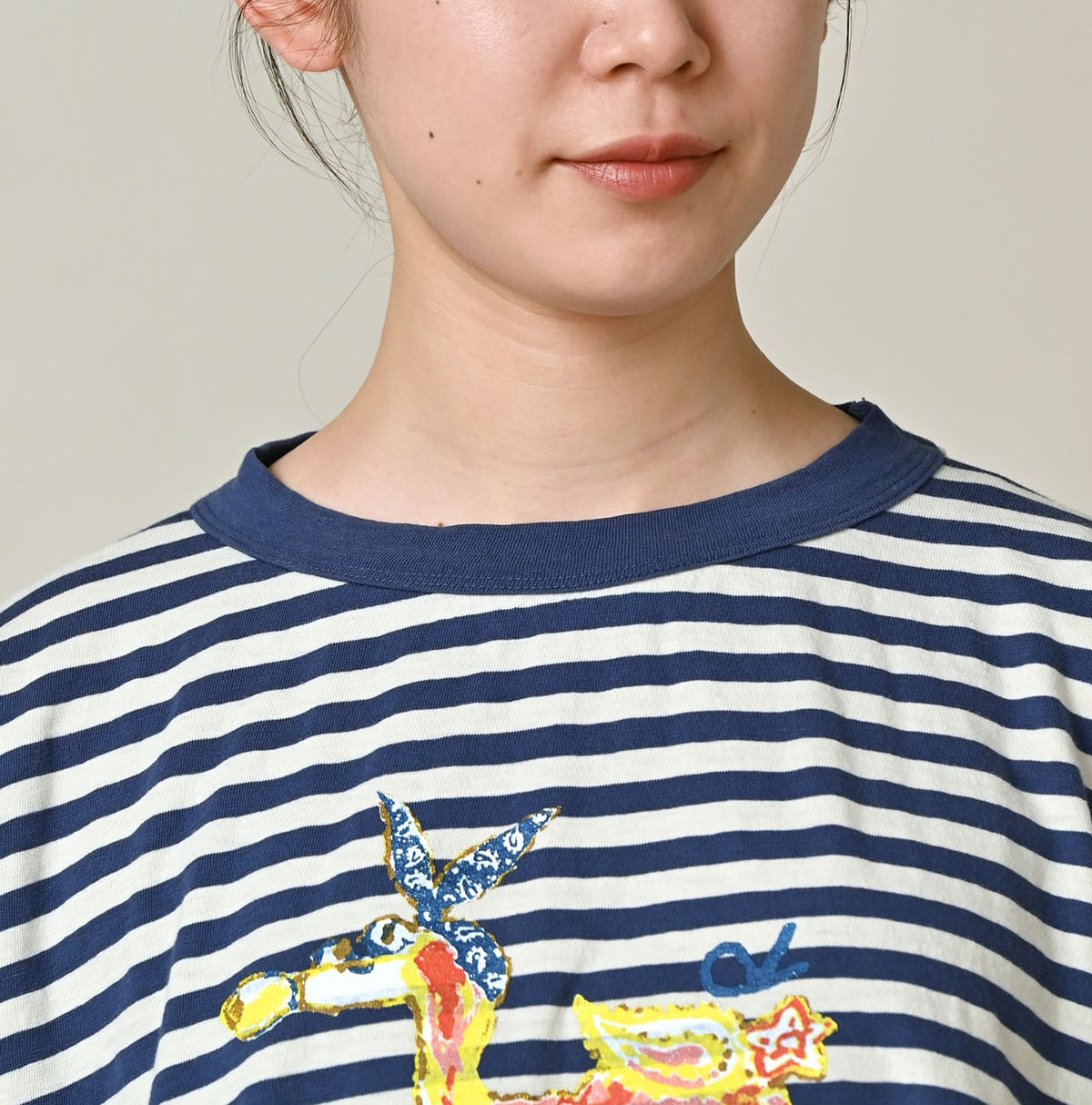 45R Stripe Flamingway Big Slit T-shirt