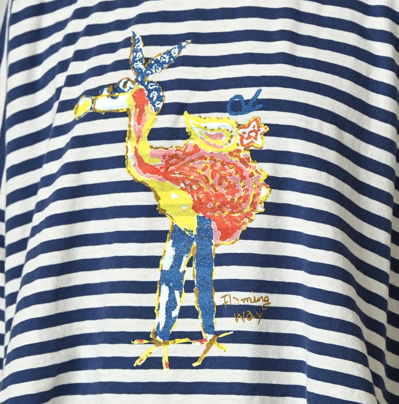 45R Stripe Flamingway Big Slit T-shirt